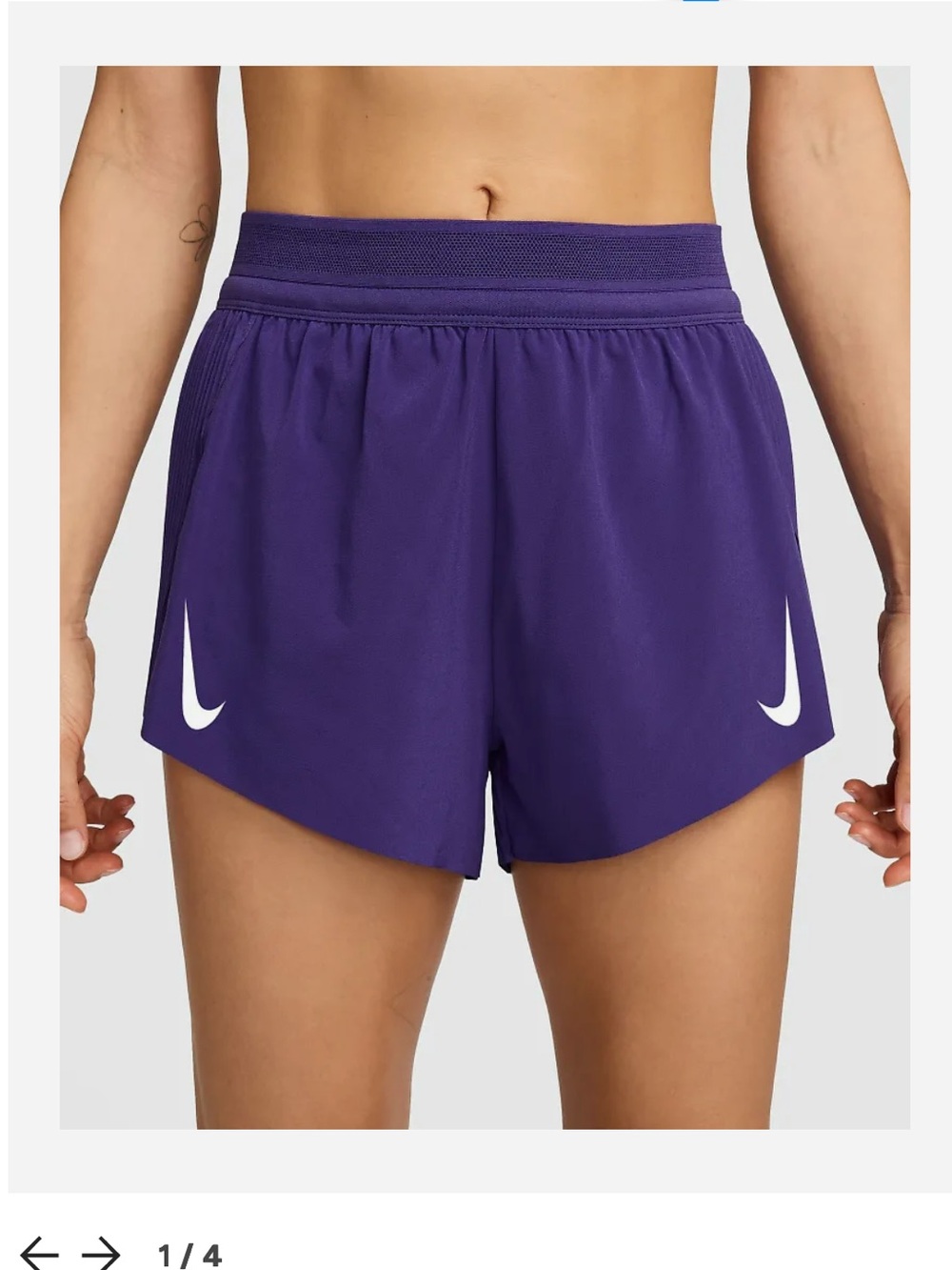 NWT Nike medium Women's Purple AeroSwift Dri-FIT Mid-Rise 3" Running Shorts